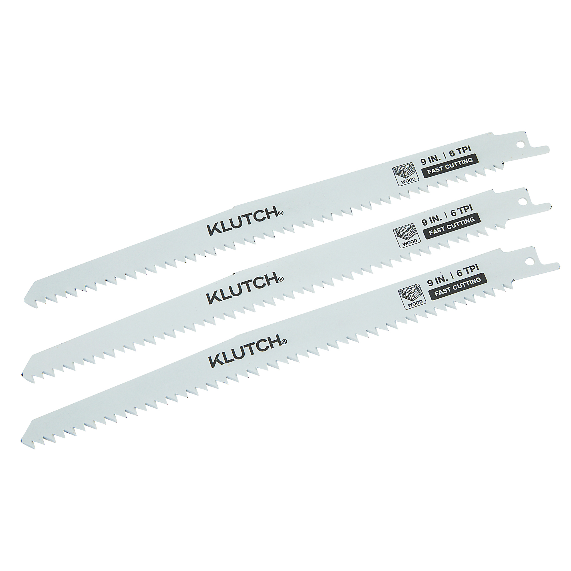 Klutch 9in. Reciprocating Saw Blades, 3-Pc., 6 TPI